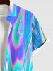 Plus Size Colorful Neon Light Beam 3D Print Buttons Pocket Hawaii Shirt For Men -  