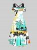 Robe longue trapèze à imprimé colorblock et motif cocotier, style hawaïen, grande taille - Multi-A M