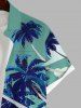 Plus Size Coconut Tree Contrast Colorblock Print Hawaii Button Pocket Shirt For Men -  