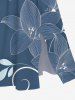 Plus Size Lily Flower Leaf Bird Print Hawaii Split Pocket A Line Midi Dress -  