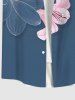 Plus Size Lily Flower Leaf Bird Print Hawaii Button Pocket Shirt For Men -  