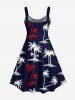 Plus Size Coconut Tree Print Hawaii A Line Tank Dress -  