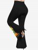 Plus Size Halloween Costume Pumpkin Fire Flame Ghost Bat Wizard Print Flare Pants -  