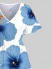 Plus Size Tropical Hibiscus Flower Print Split Hawaii Midi Dress -  