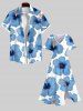 Plus Size Tropical Hibiscus Flower Print Split Hawaii Midi Dress -  