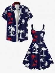 Coconut Tree Print Plus Size Matching Hawaii Beach Outfit For Couples -  