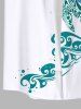 Turtle Sea Waves Flowers Print Plus Size Matching Hawaii Beach Outfit For Couples -  