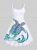 Turtle Sea Waves Flowers Print Plus Size Matching Hawaii Beach Outfit For Couples -  