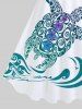 Turtle Sea Waves Flowers Print Plus Size Matching Hawaii Beach Outfit For Couples -  