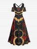 Ensemble Costume D'Halloween en Blocs de Couleurs Chauve-souris Araignée Imprimé pour Couples - Multi-A 
