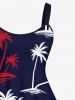 Coconut Tree Print Plus Size Matching Hawaii Beach Outfit For Couples -  