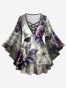 Halloween Costume Rose Flower Leaf Spider Web Print Plus Size Matching Set -  