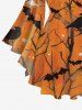 Plus Size Tree Branch Crow Bat Moon Sat Galaxy Print Halloween Lattice T-shirt -  