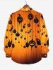 Plus Size Ink Painting Pumpkin Ombre Light Beam Print Halloween Button Shirt For Men -  