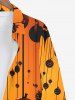 Plus Size Ink Painting Pumpkin Ombre Light Beam Print Halloween Button Shirt For Men -  