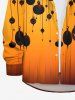Plus Size Ink Painting Pumpkin Ombre Light Beam Print Halloween Button Shirt For Men -  