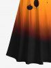 Maxi Robe D'Halloween Citrouille Peinture D'Encre Croisée de Grande Taille - Orange Foncé 3X
