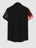 Plus Size Distressed Ombre Ink Painting Devil Angel Print Halloween Button Pocket Shirt For Men -  