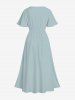 Robe midi hawaïenne fendue à imprimé floral grande taille - Bleu clair 1X