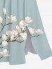Robe midi hawaïenne fendue à imprimé floral grande taille - Bleu clair 1X