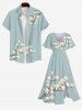 Robe midi hawaïenne fendue à imprimé floral grande taille - Bleu clair 1X