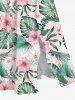 Plus Size Tropical Leaf Hibiscus Flower Print Split Hawaii Midi Dress -  