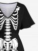 Robe D'Halloween Mi-Longue Sirène Squelette Imprimée de Grande Taille - Noir L