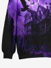 Plus Size Eagle Castle Ombre Sky Print Halloween Pocket Drawstring Pullover Hoodie For Men -  