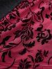 Débardeur grande taille en maille florale gothique floquée, patchwork texturé, froncé, avec boucle à œillets - Rouge foncé 2X | US 18-20