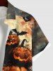 Chemise Costume D'Halloween Toile D'Araignée Citrouille et Chauve-souris Imprimés avec Poche de Grande Taille - Noir L