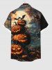 Chemise Costume D'Halloween Toile D'Araignée Citrouille et Chauve-souris Imprimés avec Poche de Grande Taille - Noir L