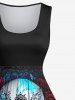 Plus Size Halloween Costume Metallic Skull Rose Flower Print 1950s Vintage Dress -  