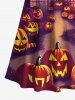 Plus Size Halloween Costume Pumpkin Latern Bat Tree Street Light Print Cold Shoulder Crisscross Maxi Dress -  