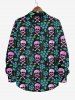 Chemise D'Halloween Boutonnée Feuille Fleurie Crâne Imprimée de Grande Taille - Multi-A 8XL