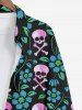 Chemise D'Halloween Boutonnée Feuille Fleurie Crâne Imprimée de Grande Taille - Multi-A 8XL