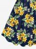 Plus Size Flower Leaf Print Hawaii A LineTank Dress -  