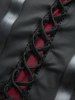 Robe gothique grande taille à lacets, volants froncés, rayures en cuir PU, patchwork - Noir 3X | US 22-24