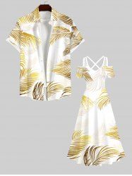 Costume D'habit de Grande Taille Imprimé Feuilles Tropicales D'ombre pour la Plage - Multi-A 