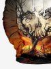 Costume D'Halloween Imprimé Crâne Citrouille et Feu Grande Taille pour Couples - Noir 