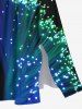 Tenue de Plage Brillante avec Col à Imprimé Galaxie Grande-Taille pour Couples - Noir 