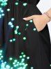Tenue de Plage Brillante avec Col à Imprimé Galaxie Grande-Taille pour Couples - Noir 