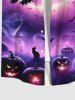 Plus Size Halloween Costume Galaxy Bat Moon Pumpkin Latern Cat Print Buttons Pocket Shirt For Men -  