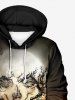 Plus Size Halloween Costume Pumpkin Tree Moon Skull Wizard Fire Print Pocket Drawstring Hoodie For Men -  