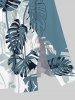 Plus Size Tropical Leaf Colorblock Print Split Hawaii Midi Dress -  