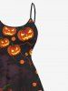 Plus Size Pumpkin Lantern Print Halloween Costume High Low Asymmetric Cami Dress -  