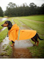 Imperméable à Capuche Réfléchissant avec Poche à Cordon pour Animal Domestique - Jaune S