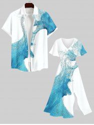 Costume de Plage Transparent Imprimé de Grande Taille pour Couples - Multi-A 