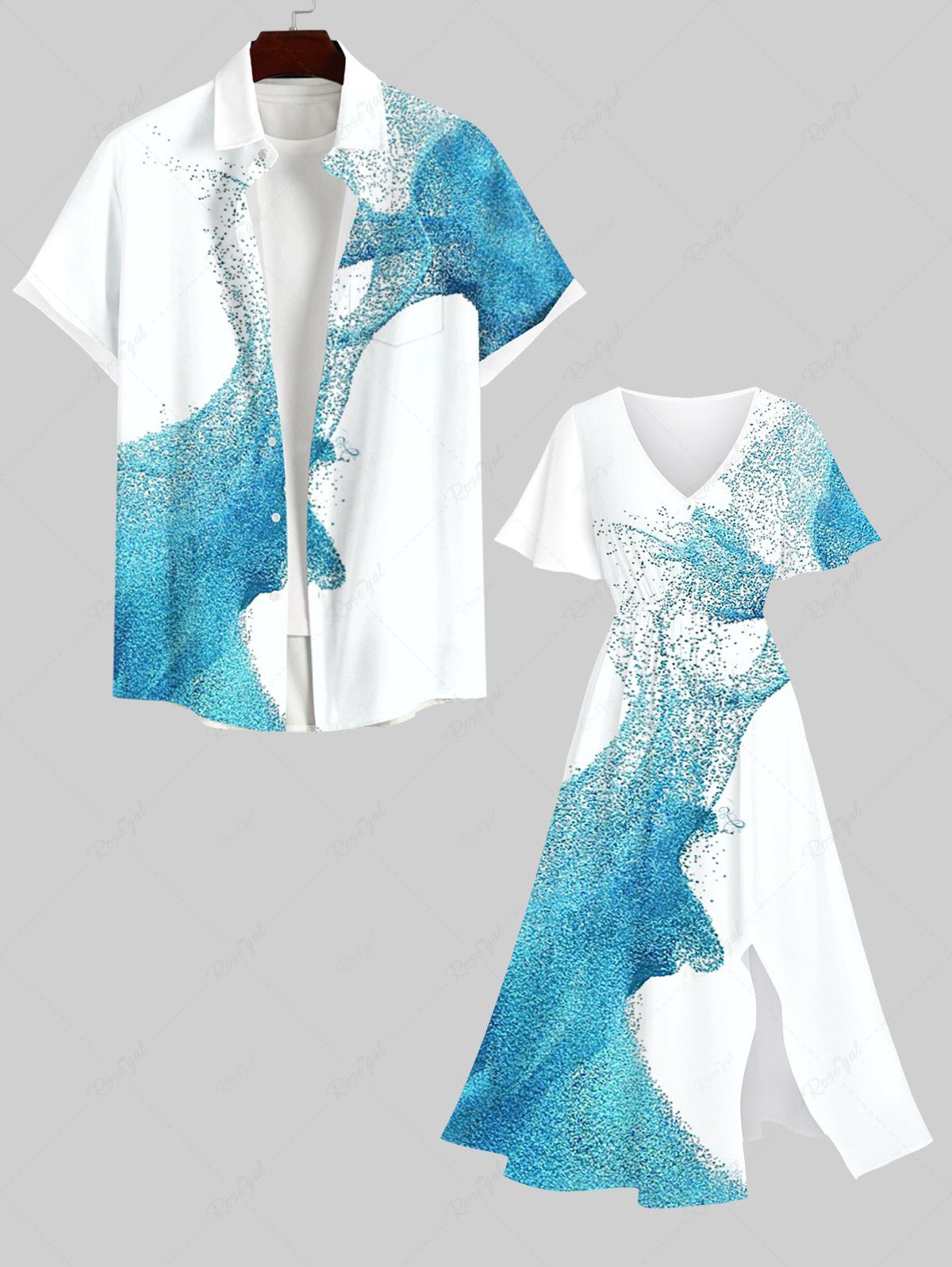 Costume de Plage Transparent Imprimé de Grande Taille pour Couples Multi-A 
