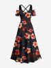 Glitter Stars Ombre Floral Galaxy Print Plus Size Matching Hawaii Beach Outfit For Couples -  