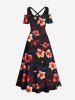 Glitter Stars Ombre Floral Galaxy Print Plus Size Matching Hawaii Beach Outfit For Couples -  